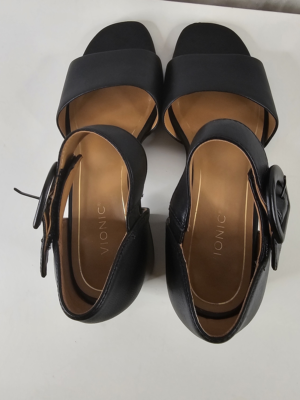Vionic Black Block Heel Sandals with Ankle Buckle - Picture 3 of 11